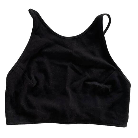 In God We Trust Crop Top Womens X Small Black Halter Open Back Stretch - Picture 1 of 6